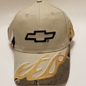 Chevrolet Chevy Men's Camo Antlers Baseball Cap Hat Fabric Adjustable Strap NWOT